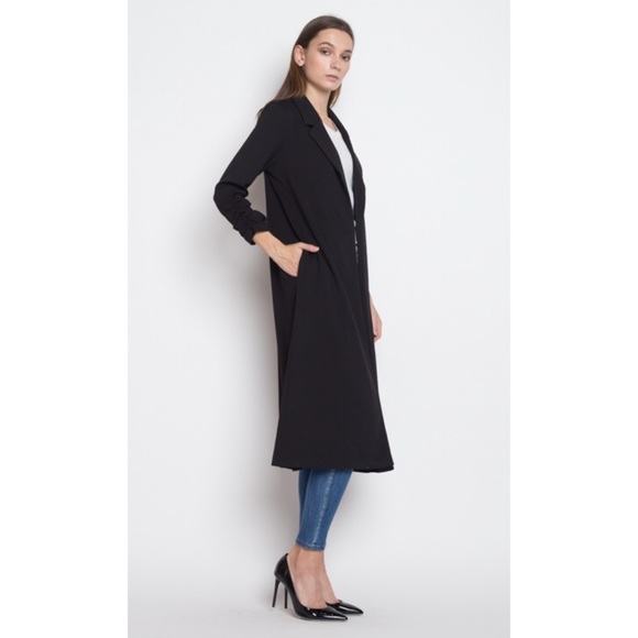 LAST SMALL Staple longline open jacket in black - Picture 2 of 6